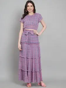 Amagyaa Checked Crop Top With Skirt