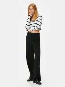 Koton Striped Crop Pullover