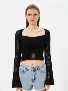 Koton Sqaure Neck Acrylic Crop Pullover