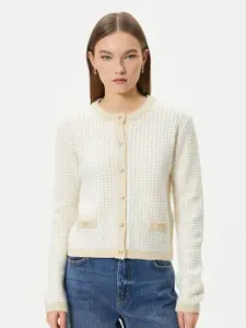 Koton Cable Knit Self Design Cardigan Sweater