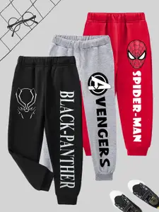KUCHIPOO Boys Pack Of 3 Marvel Printed Joggers