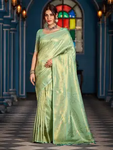 koram design Ethnic Motifs Woven Design Zari Silk Blend Banarasi Saree