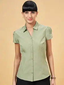 Annabelle by Pantaloons Spread Collar Short Sleeves Formal Shirt