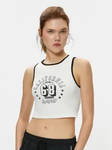 Koton Typographic Printed Sleeveless Crop Top