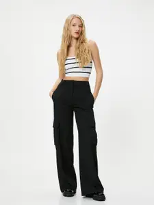 Koton Striped Shoulder Straps Crop Top
