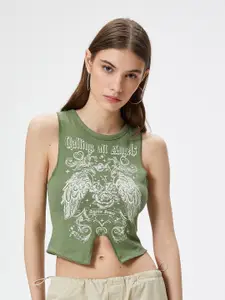 Koton Typography Printed Tank Crop Top