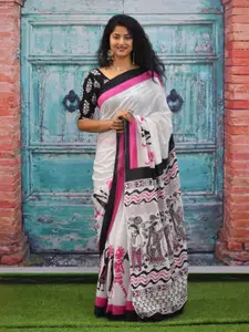 JALTHER Ethnic Motifs Printed Pure Cotton Block Print Saree