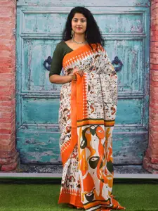 JALTHER Ethnic Motifs Pure Cotton Block Print Saree