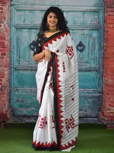 JALTHER Ethnic Motif Printed Pure Cotton Ikat Saree
