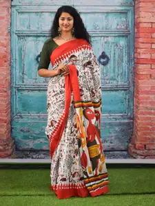 JALTHER Ethnic Motifs Pure Cotton Block Print Saree