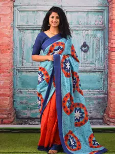 JALTHER Ethnic Motifs Printed Mulmul Cotton Block Print Saree