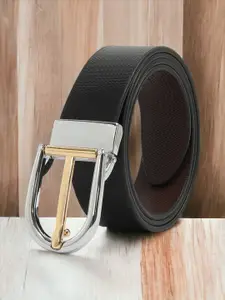 CRUSSET Men Textured Wide Leather Belt