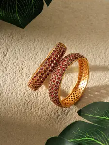 AARSHVI Set of 2 Gold Plated Artificial Stones Bangles