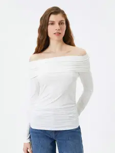Koton Off-Shoulder Bardot Gathered Regular Top