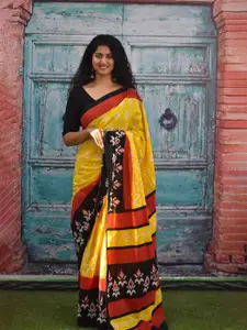 JALTHER Ethnic Motif Printed Pure Cotton Ikat Saree