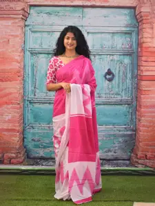 JALTHER Geometric Printed Pure Cotton Block Print Saree