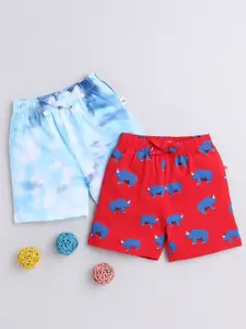 BUMZEE Boys Pack Of 2 Mid-Rise Abstract Printed Cotton Shorts