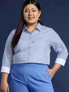 Hancock Women Plus Size Striped Formal Shirt