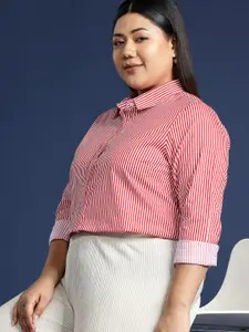Hancock Women Plus Size Striped Formal Shirt