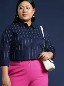 Hancock Women Plus Size Striped Formal Shirt