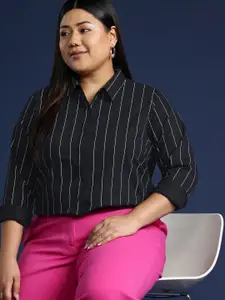 Hancock Women Plus Size Striped Formal Shirt