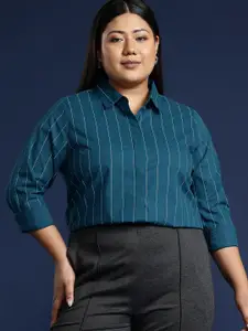 Hancock Women Plus Size Striped Formal Shirt