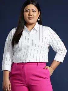 Hancock Women Plus Size Striped Formal Shirt