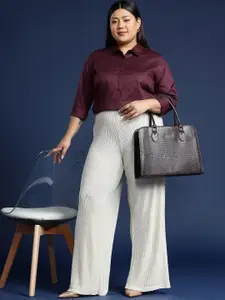Hancock Women Plus Size Solid Cotton Formal Shirt