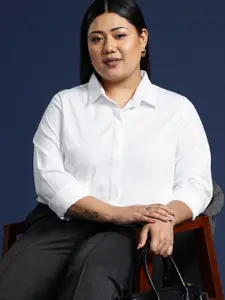 Hancock Plus Size Spread Collar Pure Cotton Formal Shirt