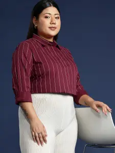 Hancock Women Plus Size Striped Formal Shirt