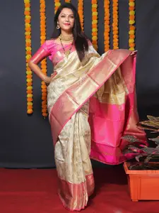 SILKWEAR Woven Design Zari Silk Cotton Banarasi Saree