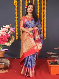 SILKWEAR Ethnic Motifs Woven Design Zari Silk Cotton Banarasi Saree