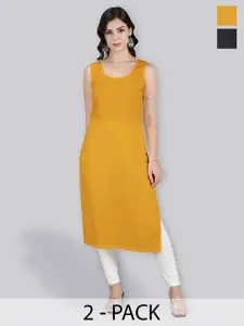 Seva Chikan Women Pack Of 2 Cotton Long Slips