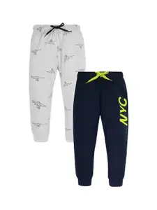 PLUM TREE Boys Pack Of 2 Printed Pure Cotton Joggers