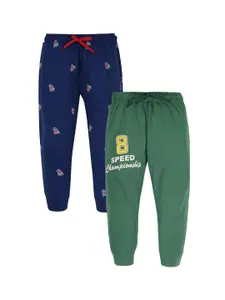 PLUM TREE Boys Pack Of 2 Printed Pure Cotton Joggers