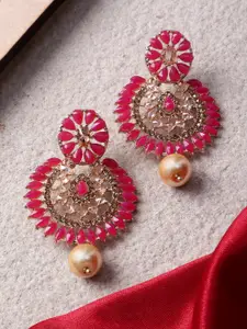 AARSHVI Gold-Plated American Diamond Contemporary Chandbalis