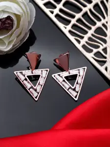 AARSHVI American Diamond Geometric Shaped Drop Earrings
