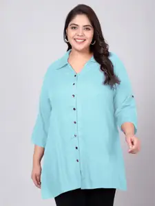 Indietoga Plus Size Classic Longline Casual Shirt