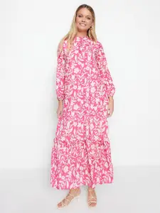 Trendyol Floral Printed Band Collar A-Line Maxi Dress
