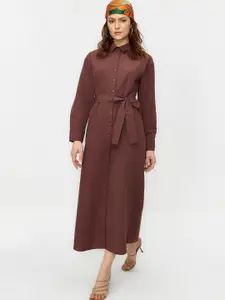 Trendyol Shirt Collar Shirt Midi Dress