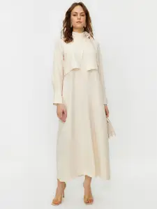 Trendyol Cuffed Sleeves A-Line Maxi Dress
