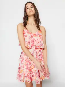 Trendyol Floral Printed Layered A-Line Dress