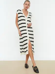 Trendyol Striped Extended Sleeves Shirt Midi Dress