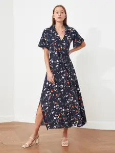 Trendyol Floral Printed Shirt Midi Dress