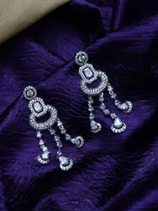 Maansh Silver-Plated Contemporary Drop Earrings
