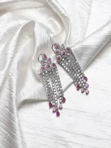 Maansh Silver-Plated Contemporary Drop Earrings