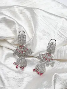 Maansh Silver-Plated Sterling Silver Contemporary Jhumkas