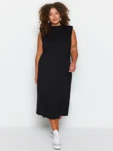 Trendyol Plus Size Sleeveless Cotton Sheath Midi Dress