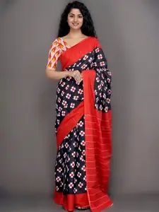 KIAARON Geometric Printed Pure Cotton Block Print Saree