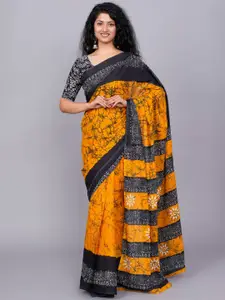 KIAARON Abstract Printed Pure Cotton Block Print Saree